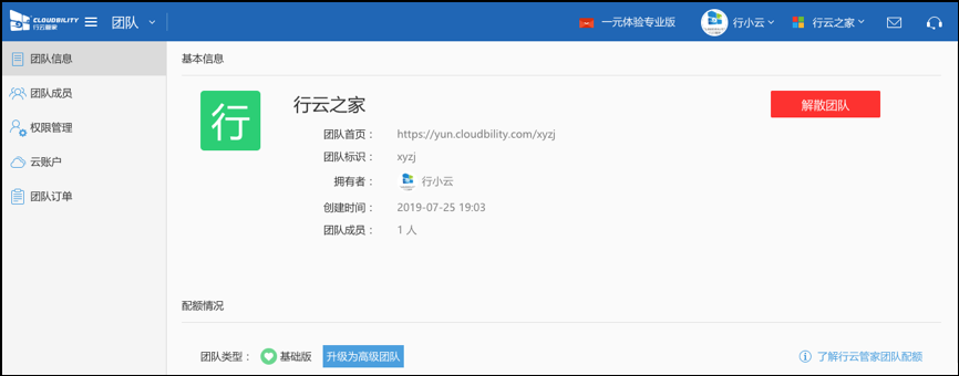 查看当前团队